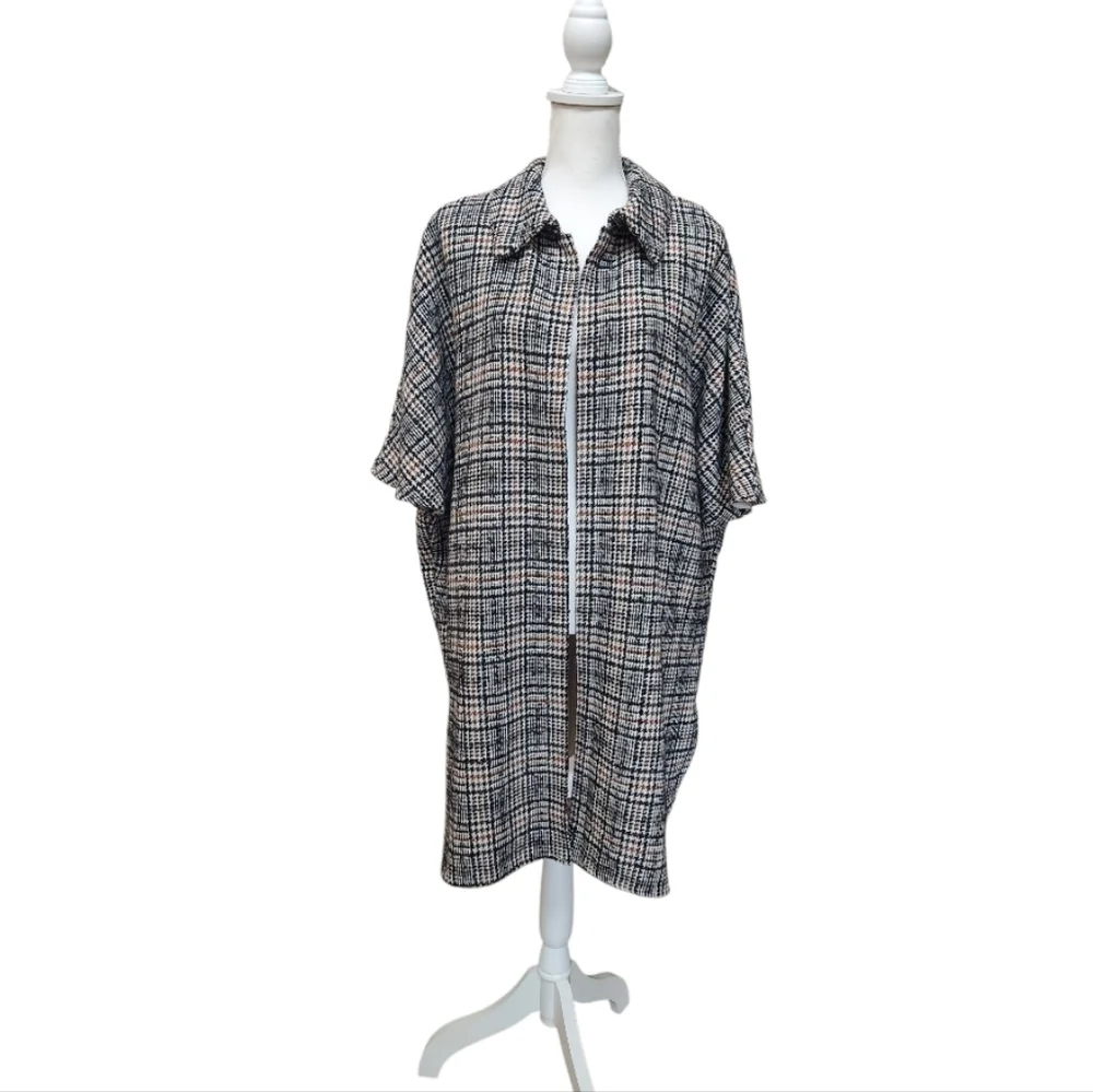 THML NWT Women's Plaid Houndstooth Open Front Jacket/Poncho Combo, Small